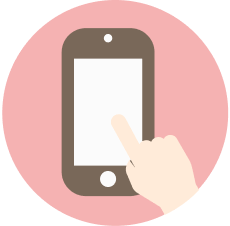 スマートフォンをタップする手のイラスト